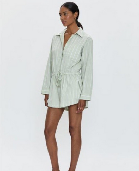 Amelie Romper -  Pistachio Stripe