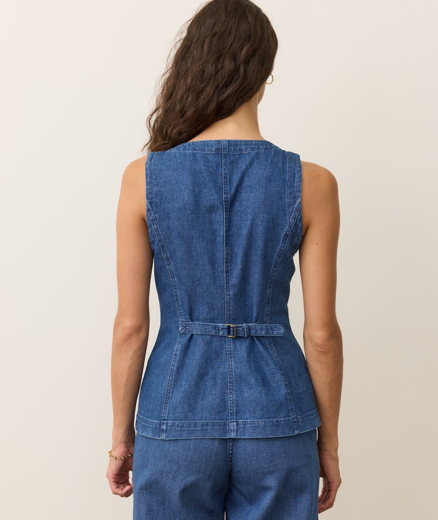 Charlie Longline Denim Vest - Medium Wash