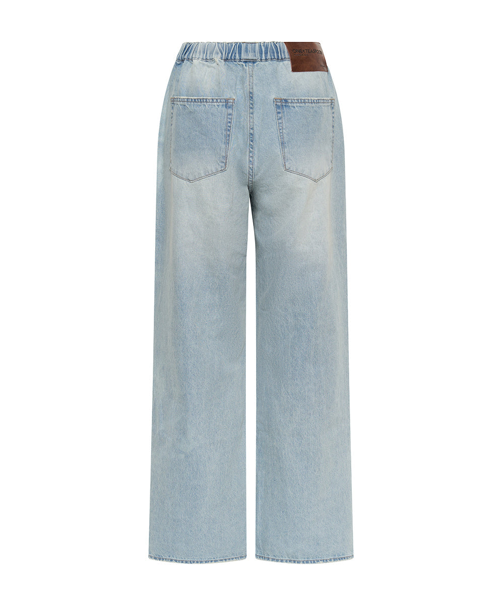Roadhouse Wide Leg Drawstring Jeans - Sportster Blue