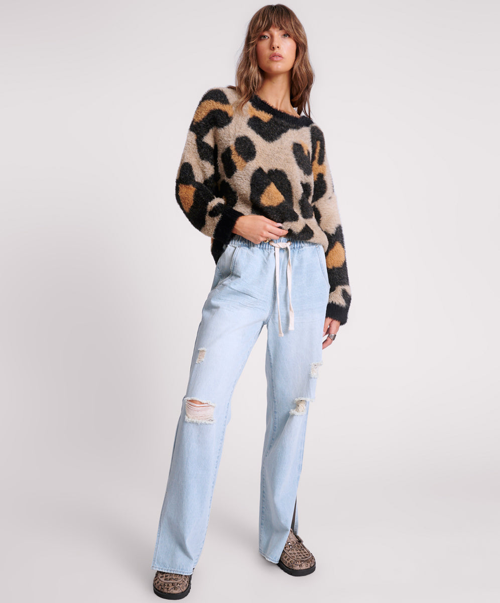 Roadhouse Wide Leg Drawstring Jeans - Sportster Blue