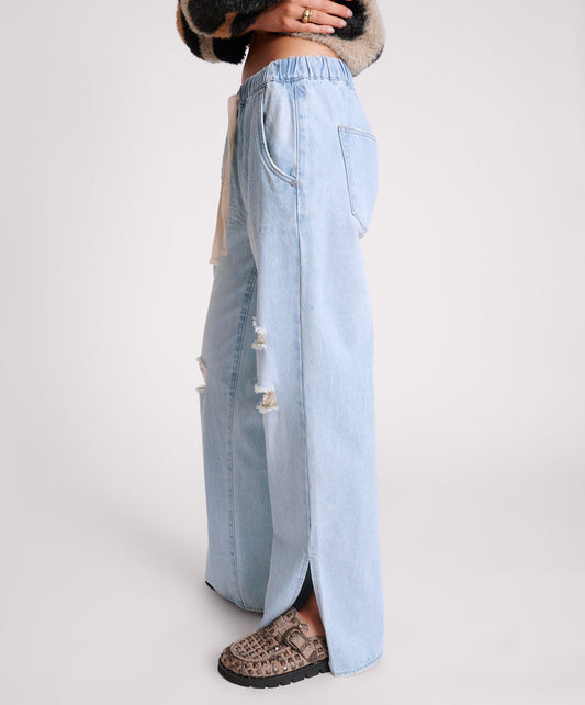 Roadhouse Wide Leg Drawstring Jeans - Sportster Blue