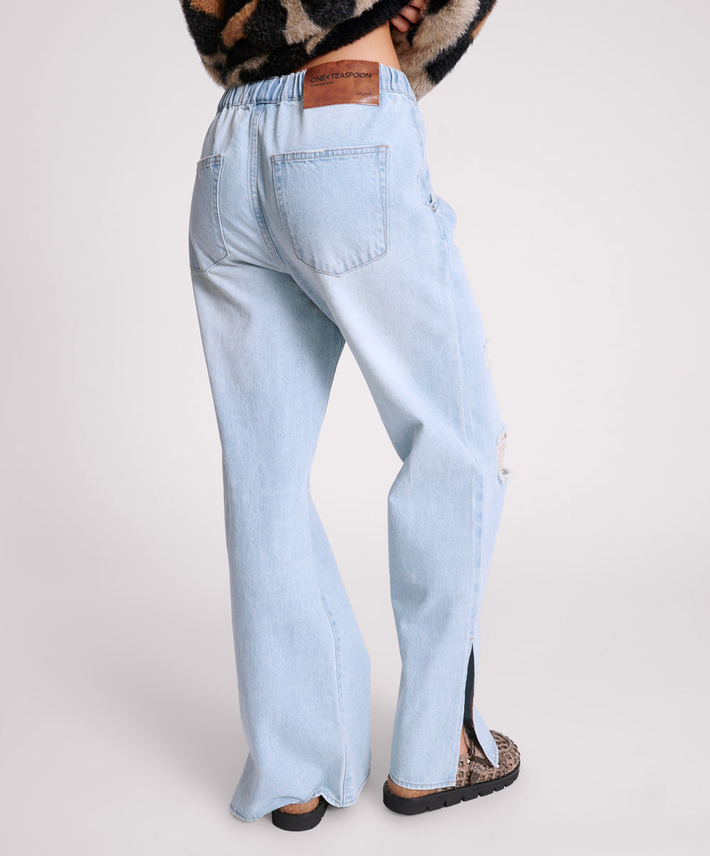 Roadhouse Wide Leg Drawstring Jeans - Sportster Blue