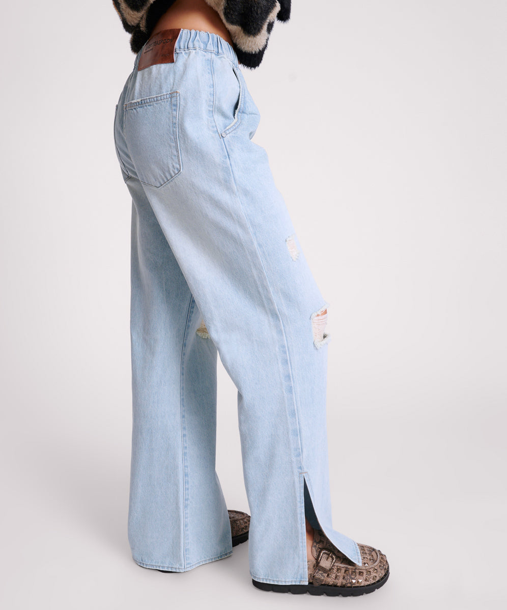 Roadhouse Wide Leg Drawstring Jeans - Sportster Blue