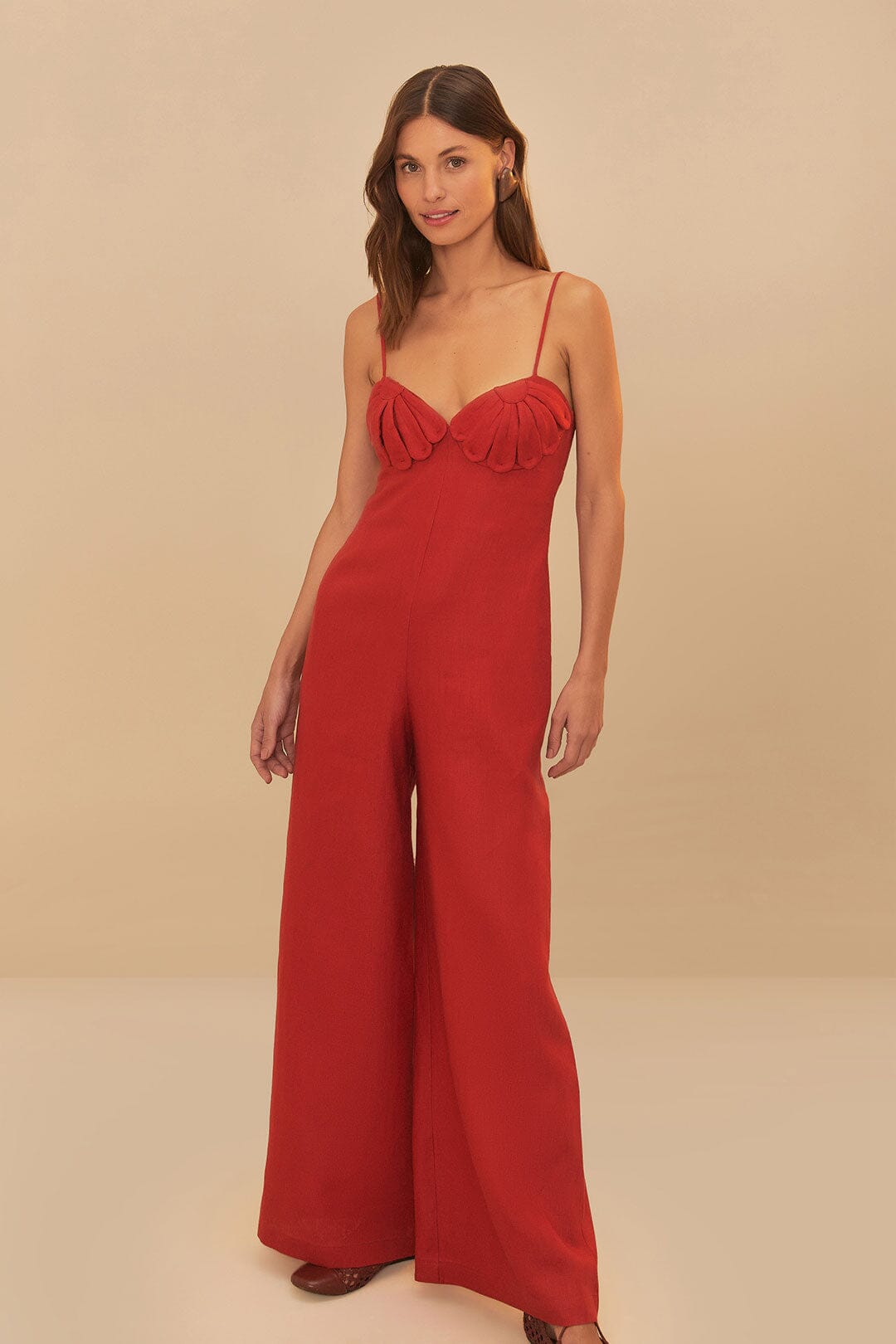 Red Petals Cup Maxi Jumpsuit
