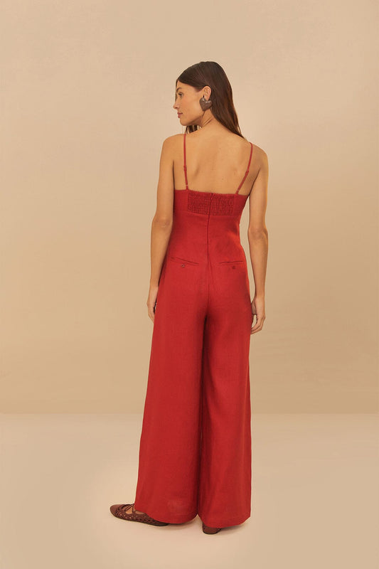 Red Petals Cup Maxi Jumpsuit