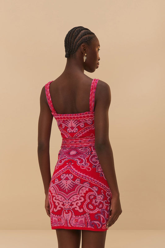 Paisley Scarf Mini Dress - Red