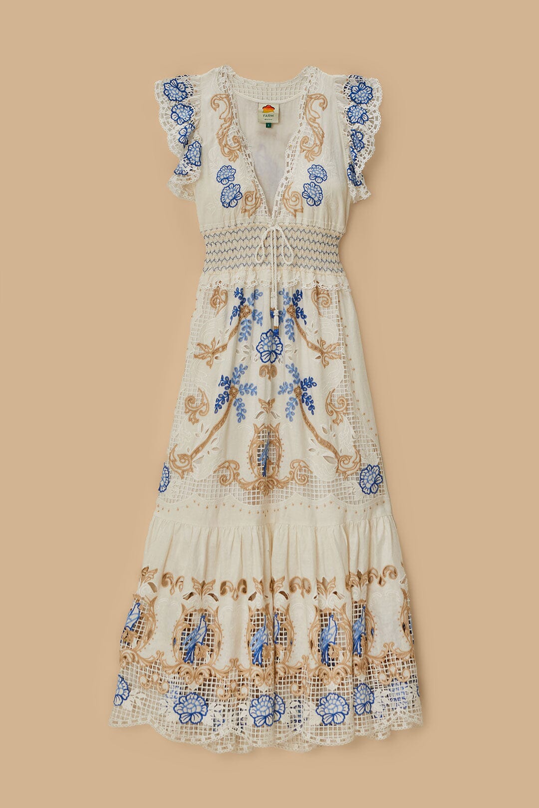 Romantic Richelieu Off-White Maxi Dress