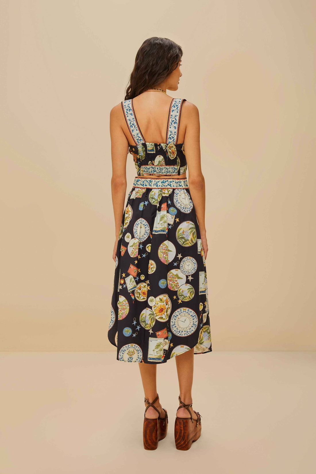 Trip Souvenir Black Mixed Buttons Midi Skirt