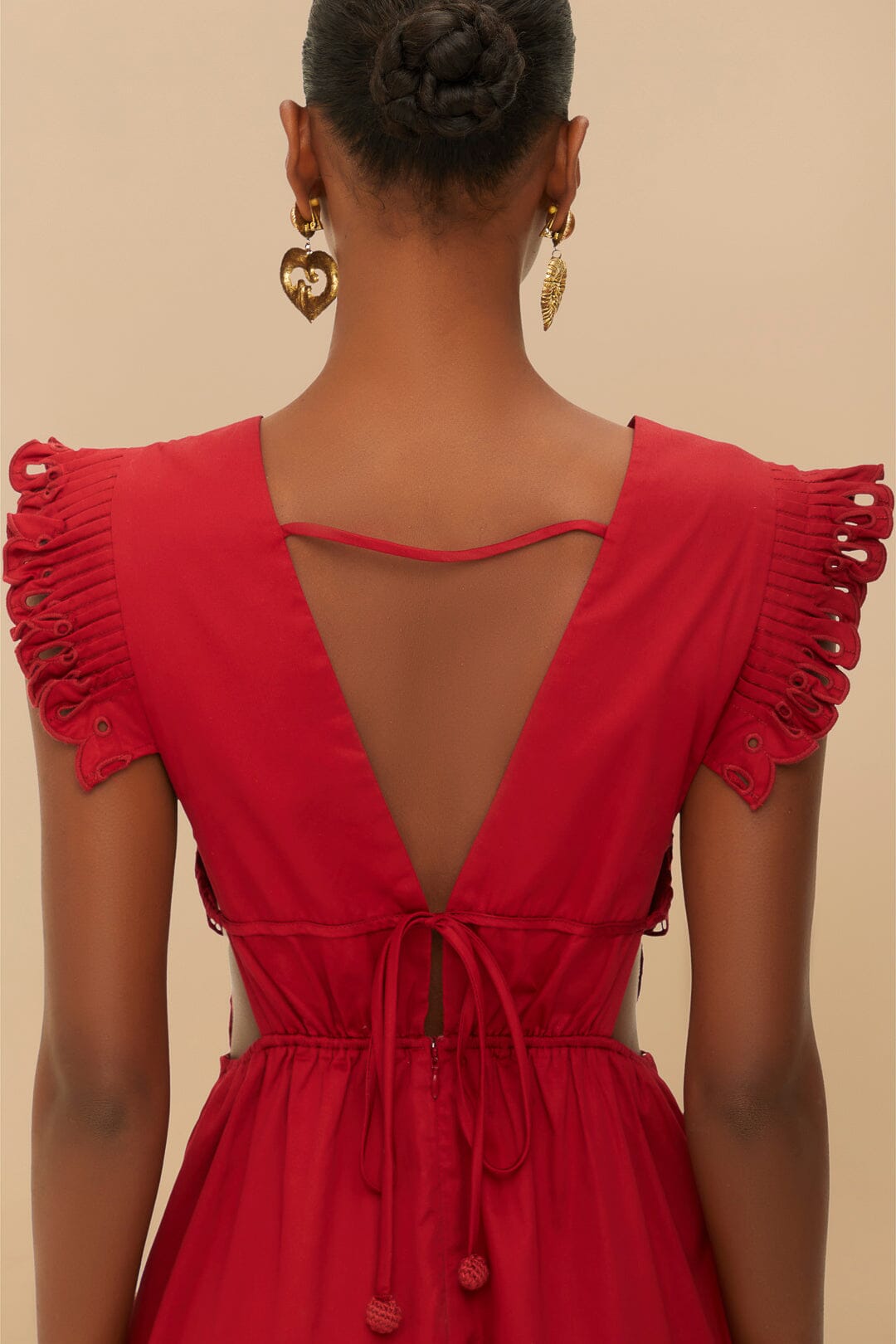 Red Butterfly Midi Dress - Red