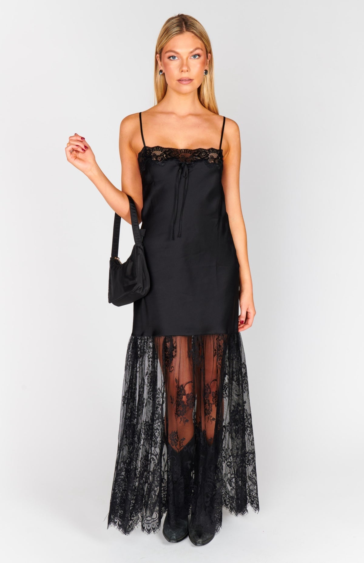 Celine Dress - Black Luxe Satin