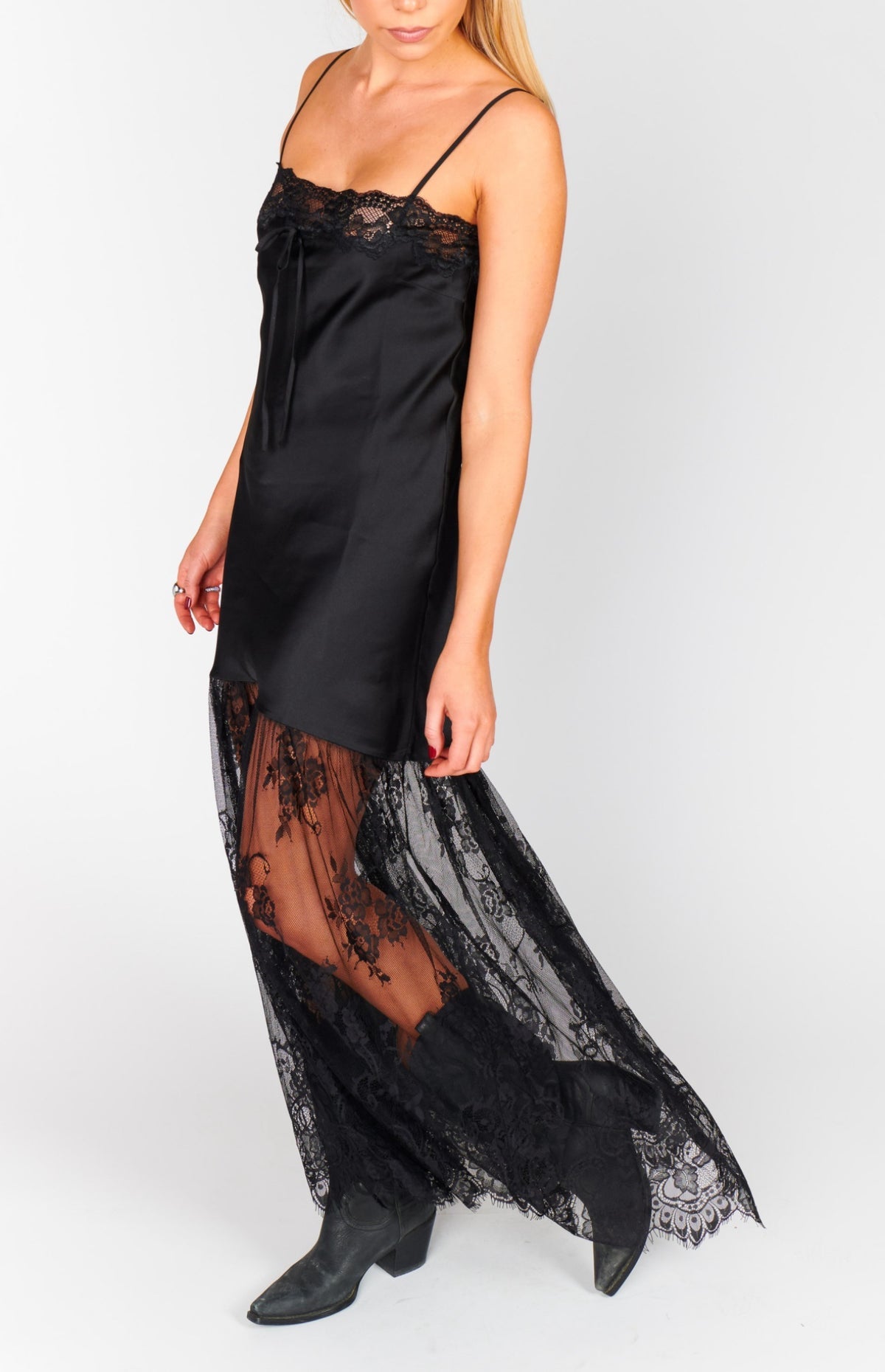 Celine Dress - Black Luxe Satin