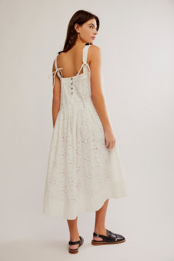 Primavera Eyelet Midi Dress - White