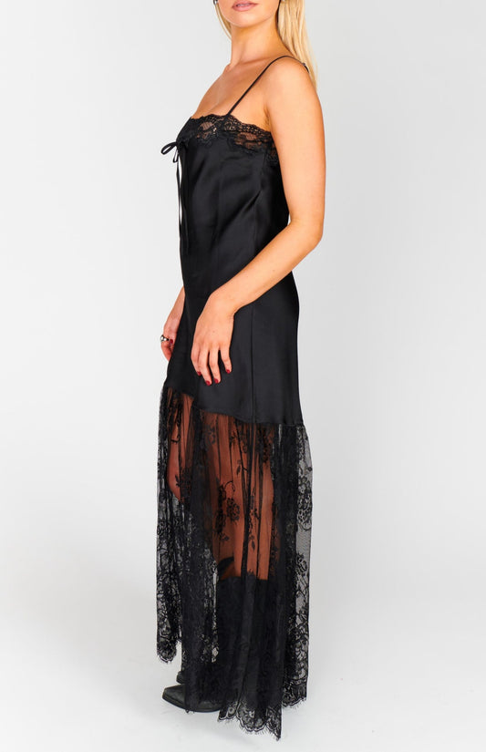 Celine Dress - Black Luxe Satin