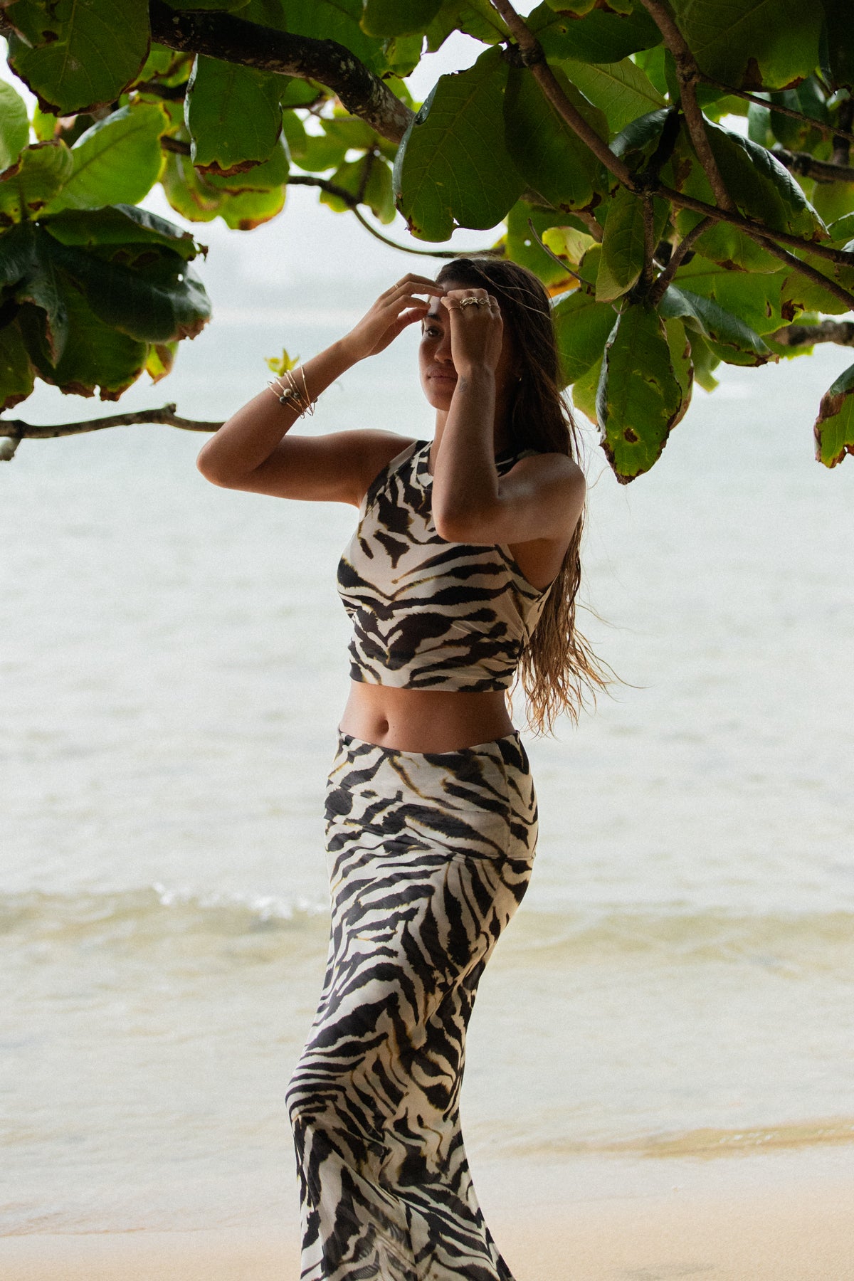 Mesh Fold Down Maxi Skirt - Animal Insticts