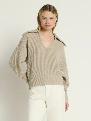 Ashton Collared Pullover - Moonbeam Heather