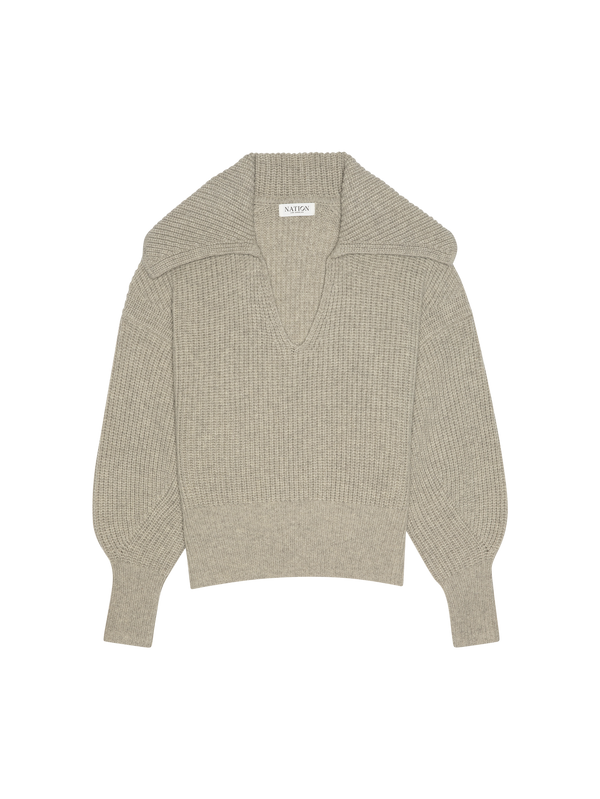 Ashton Collared Pullover - Moonbeam Heather