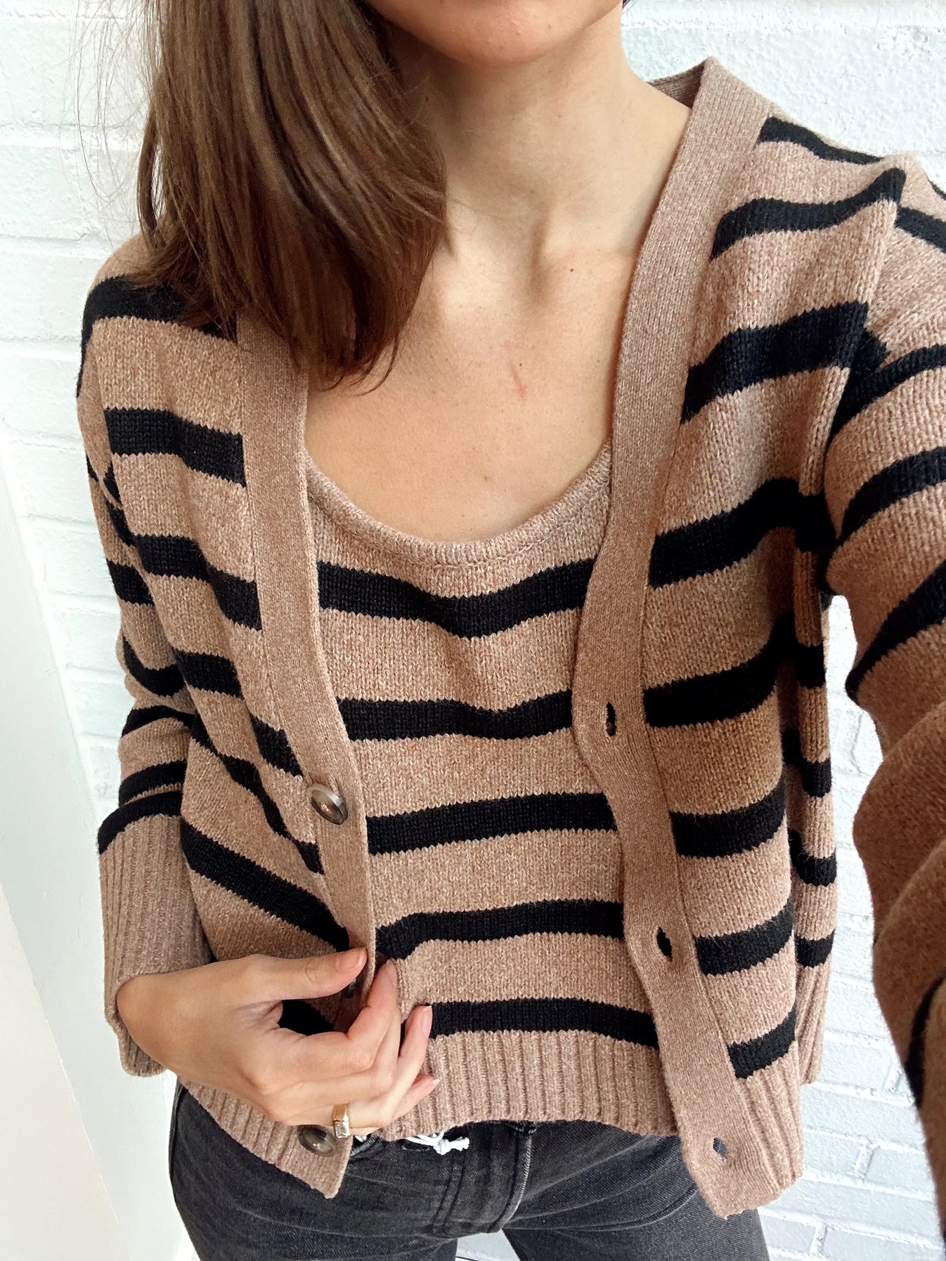 Piper Cardigan Set - Cafe Stripe