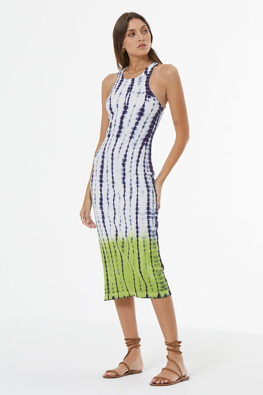 Iggy Rib Midi Dress - Dusk Navy Bamboo Dip Wash