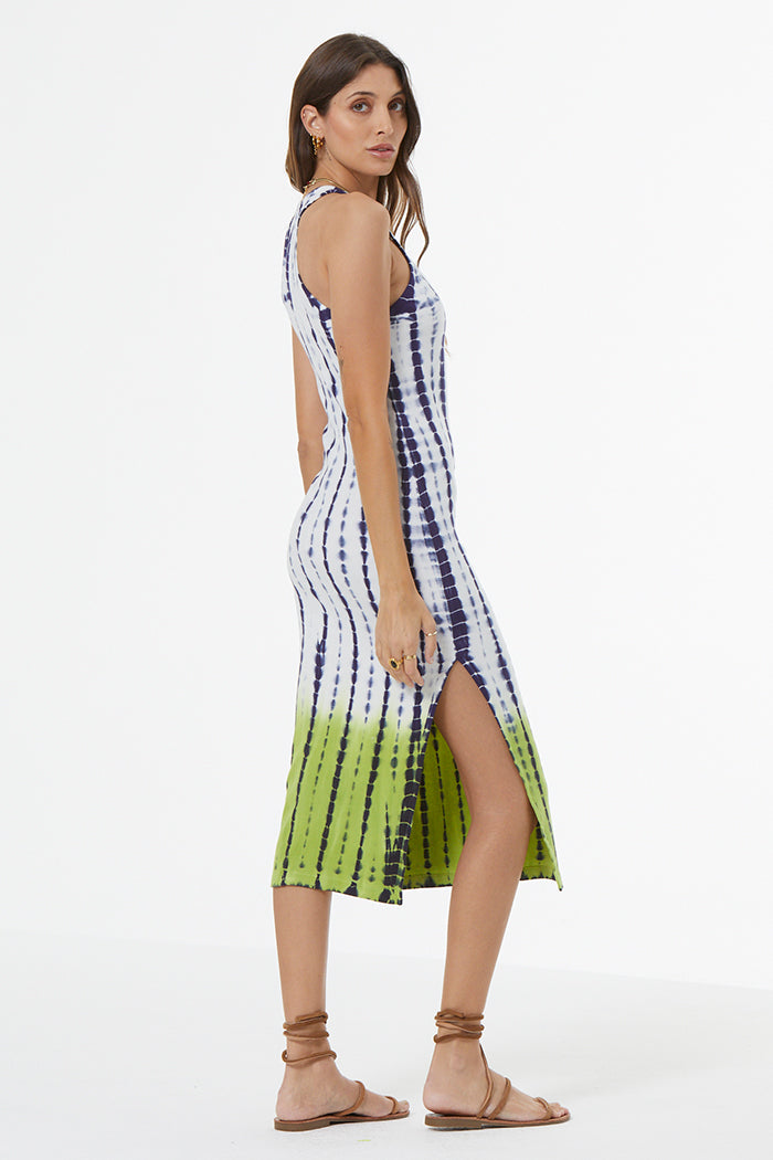 Iggy Rib Midi Dress - Dusk Navy Bamboo Dip Wash