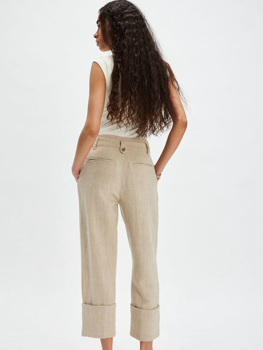 Parkway Cuffed Trousers - Natural Combo