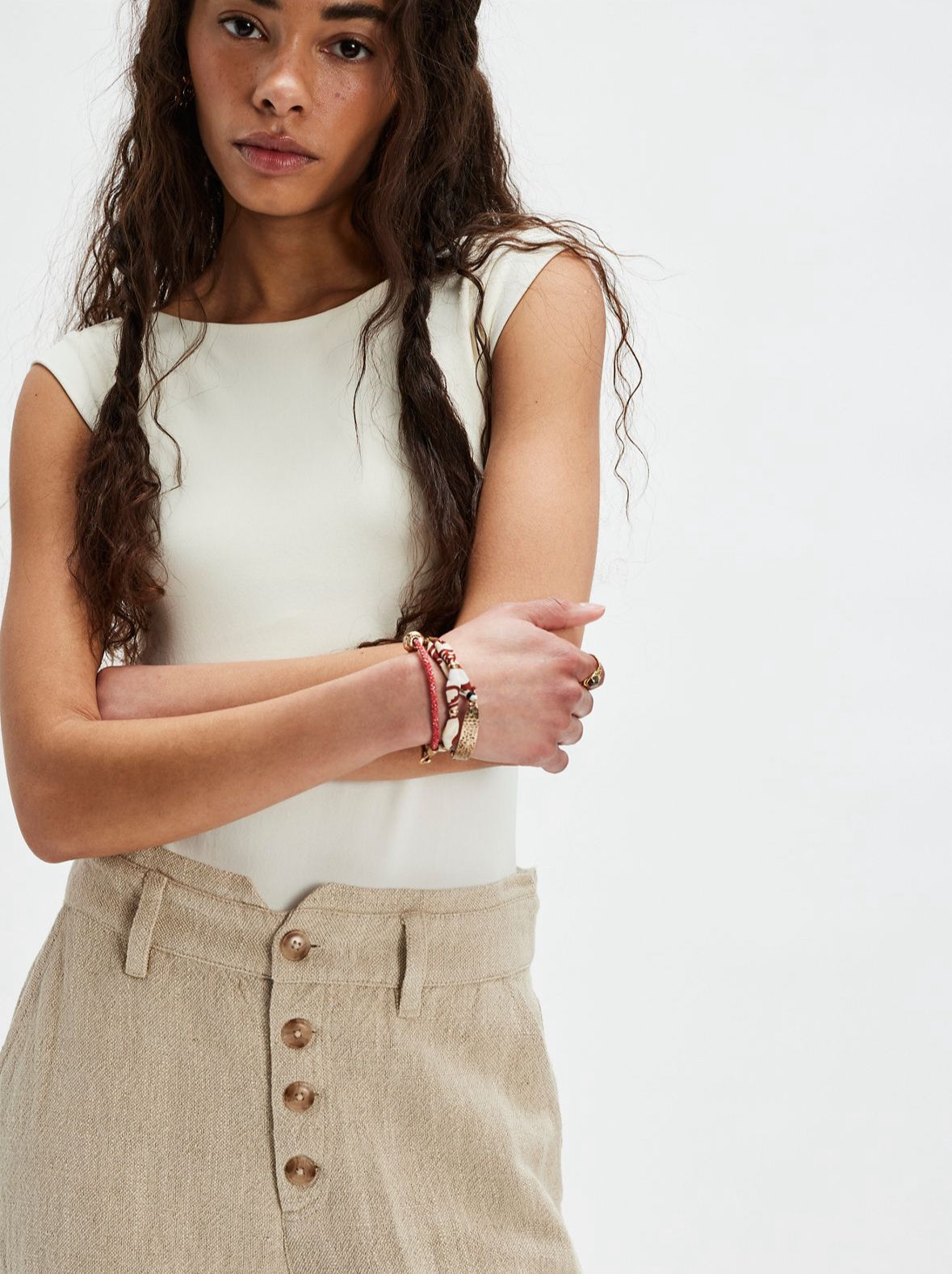 Parkway Cuffed Trousers - Natural Combo