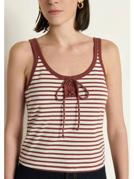 Jil Lace Up Tank- Sable