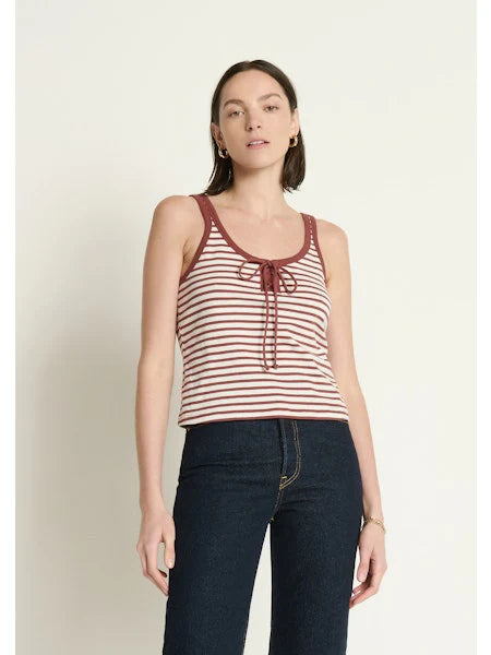 Jil Lace Up Tank- Sable