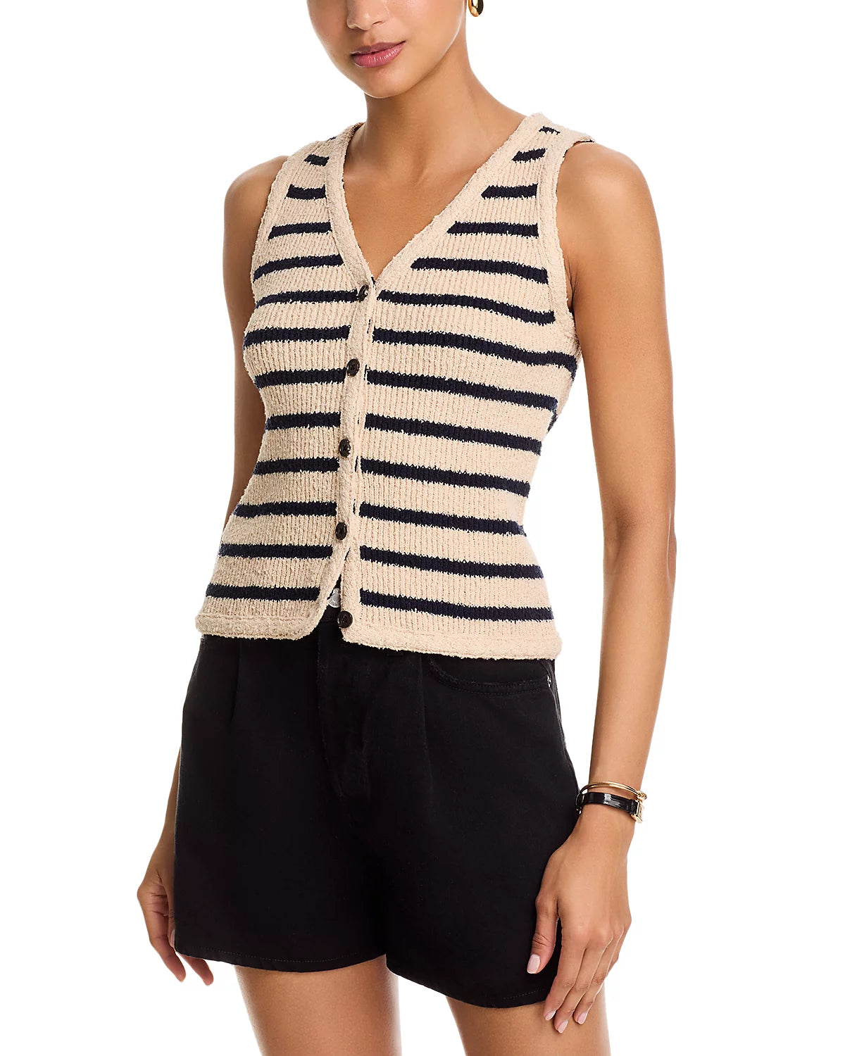 Sade Sweater Vest- Ivory/Navy