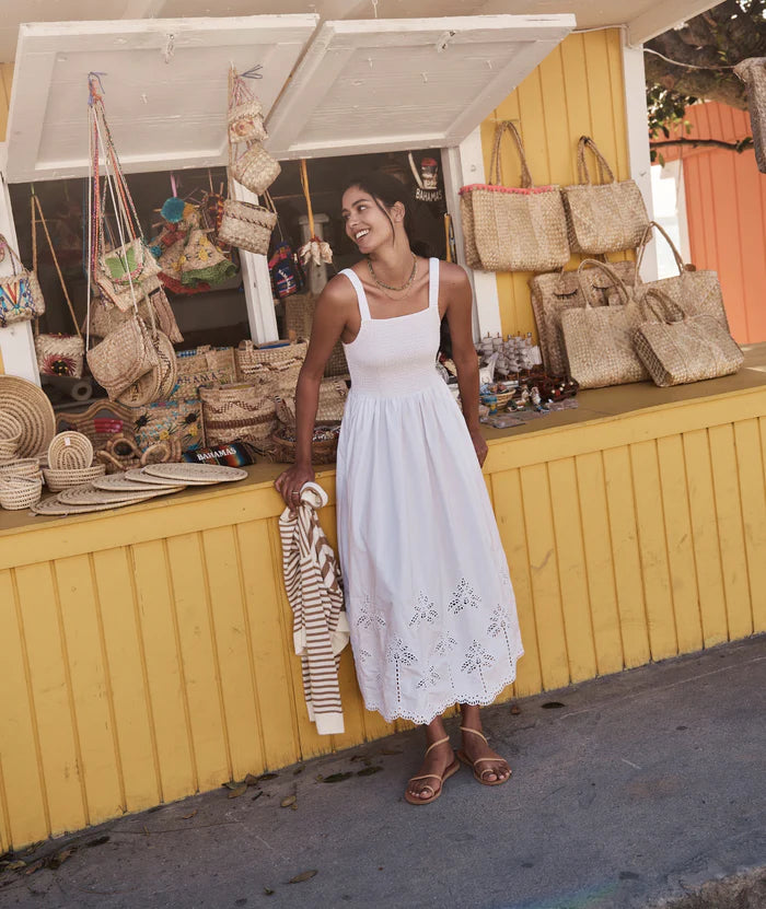 Selene Eyelet Maxi Dress-Bright White