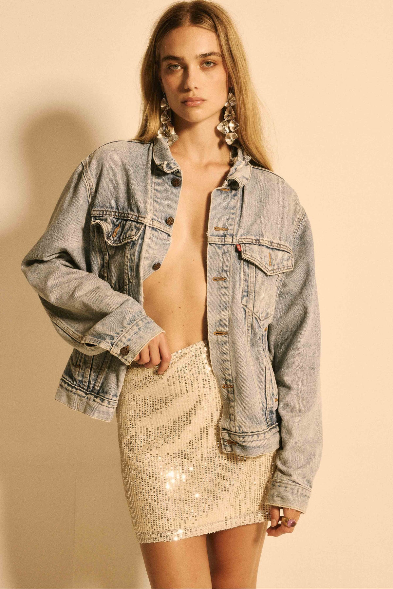 Tabloid Mini Skirt - Silver Screen