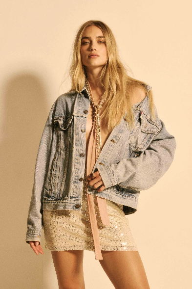 Tabloid Mini Skirt - Silver Screen