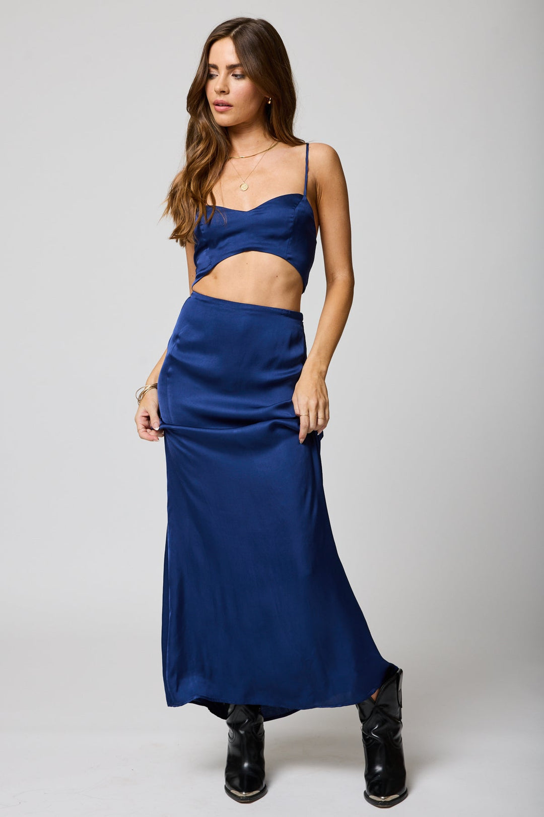 Silky Good Grace Maxi Skirt - Navy