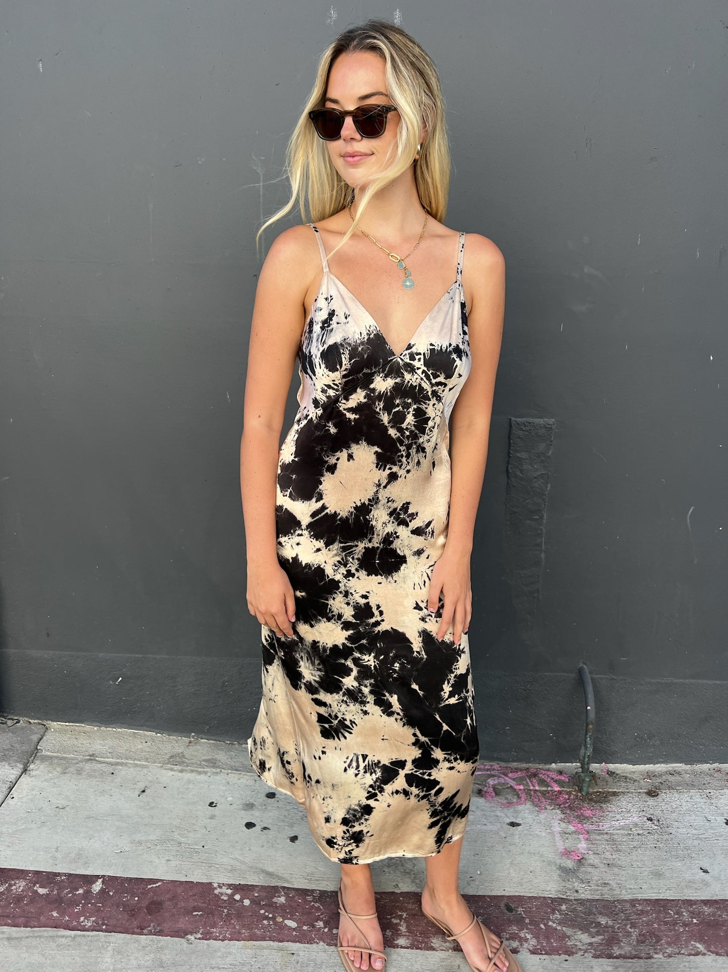 Jayla Slip Dress - Champagne Universe Wash