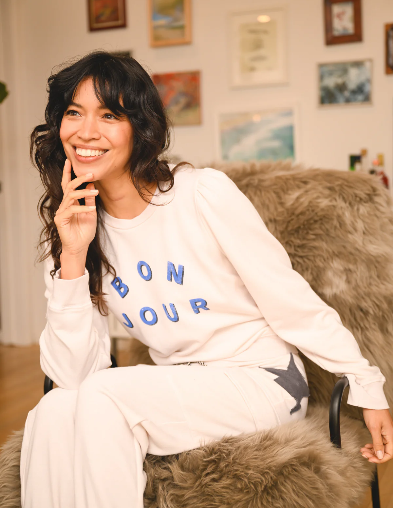 Bonjour Puff Sleeve Sweatshirt - Oyster