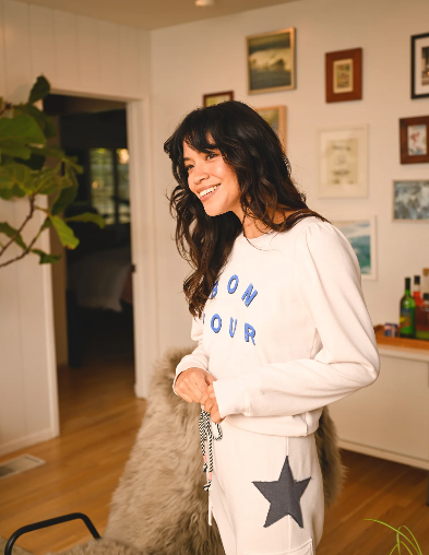 Bonjour Puff Sleeve Sweatshirt - Oyster