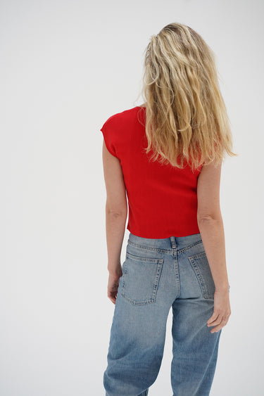 Millie Cap Sleeve Sweater - Red