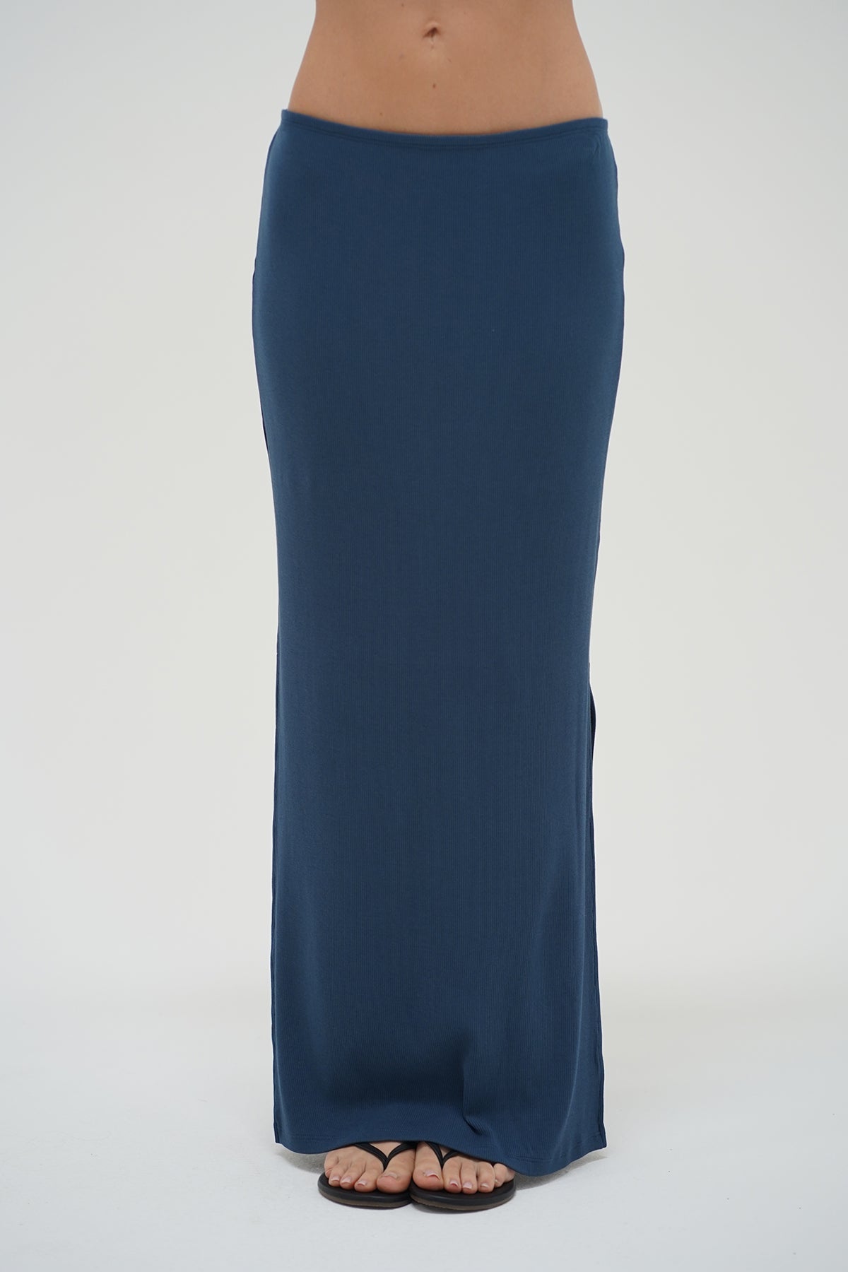 Steph Ribbed Skirt - Dark Denim