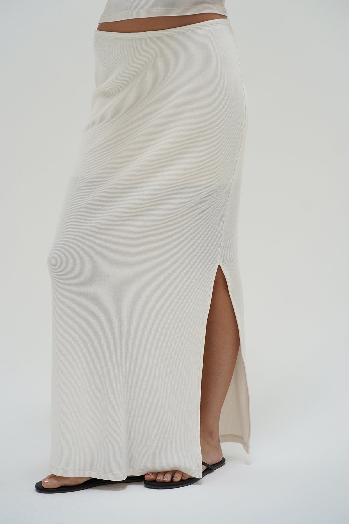 Steph Ribbed Skirt - Whisper White