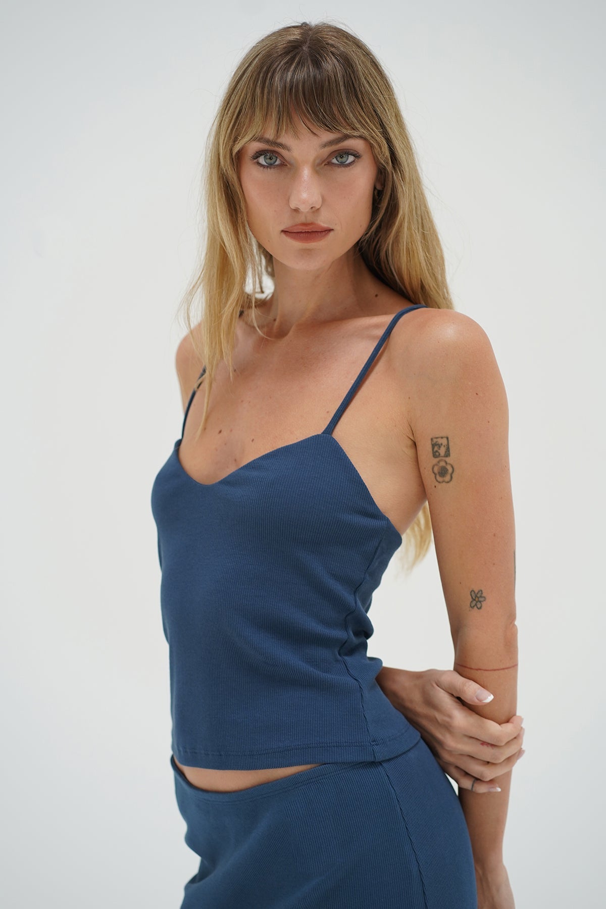 Venus Ribbed Tank - Dark Denim