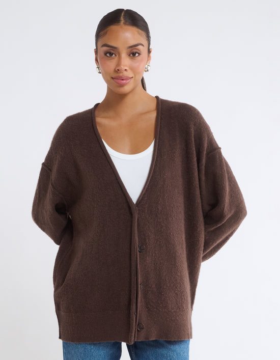 Longline Cardigan - Espresso
