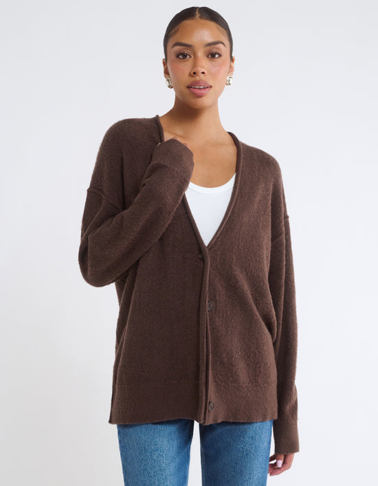 Longline Cardigan - Espresso