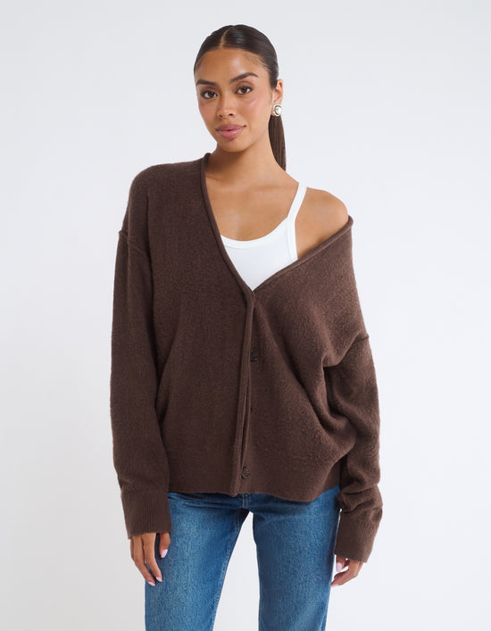 Longline Cardigan - Espresso