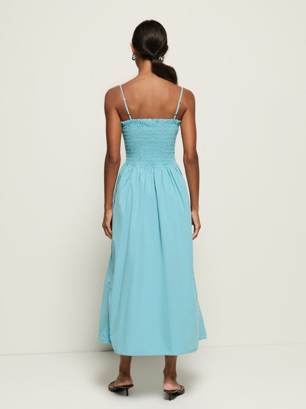 Sibelle Smocked Midi Dress - Suede Blue