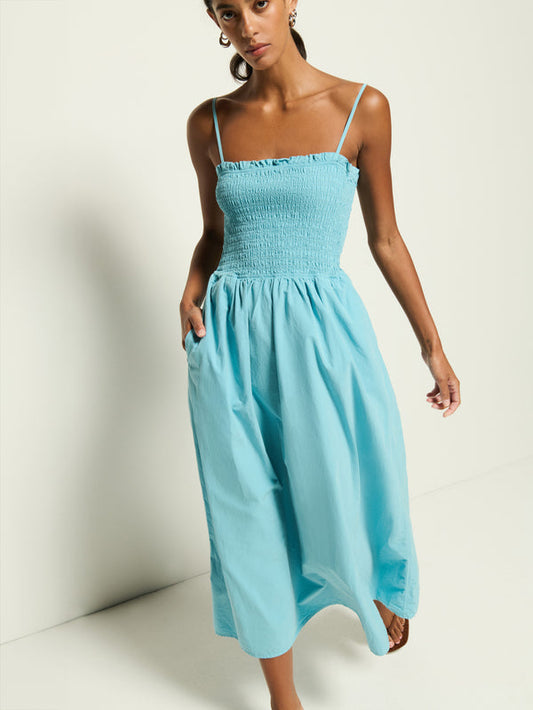 Sibelle Smocked Midi Dress - Suede Blue