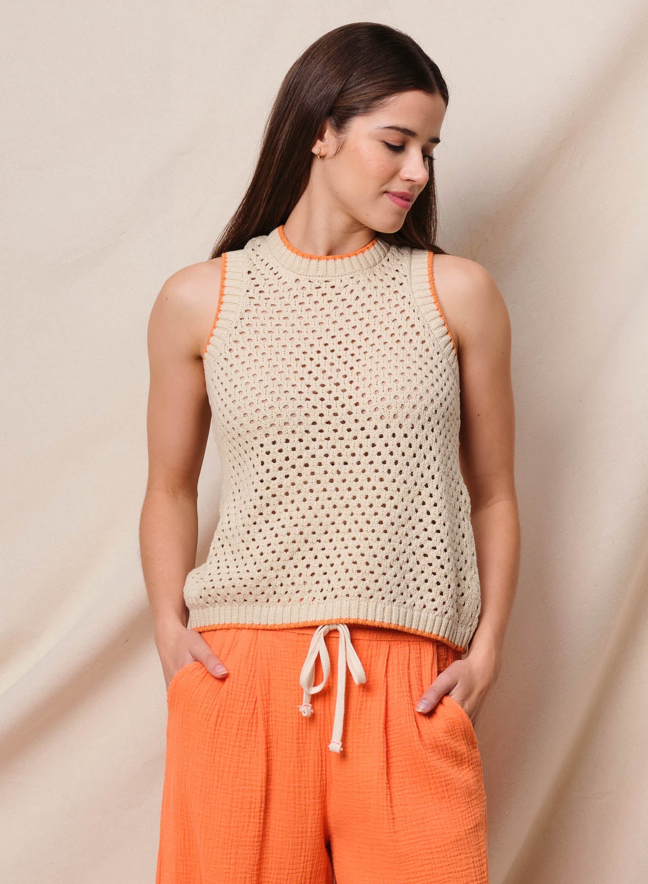 Mesh Tank Sweater - Taupe