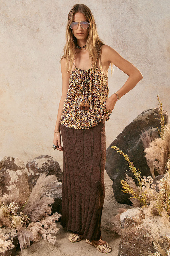 Lou Lou Knit Midi Skirt - Cacao