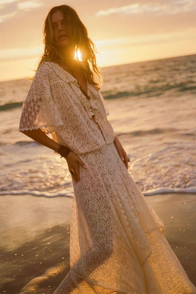 Lux Lisbon Lace Handkerchief Skirt - Vintage Cream