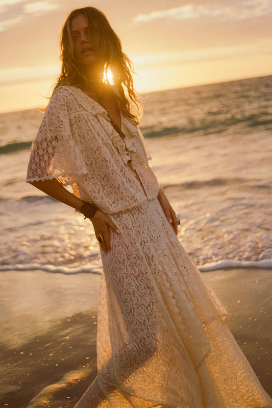 Lux Lisbon Lace Handkerchief Skirt - Vintage Cream