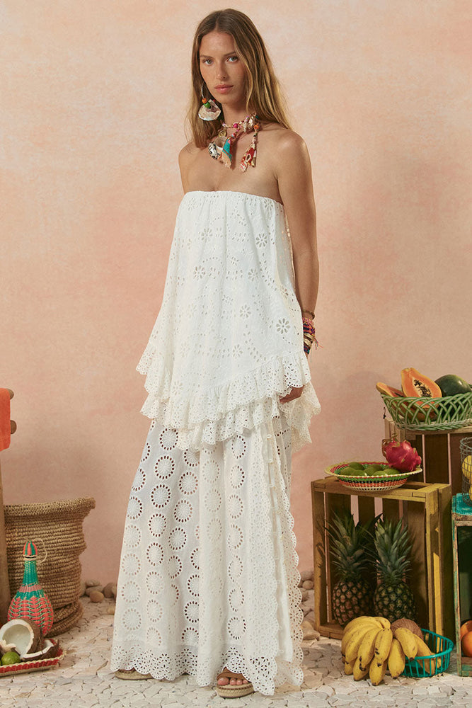 Yaya Lace Scarf Mini Dress - Antique White