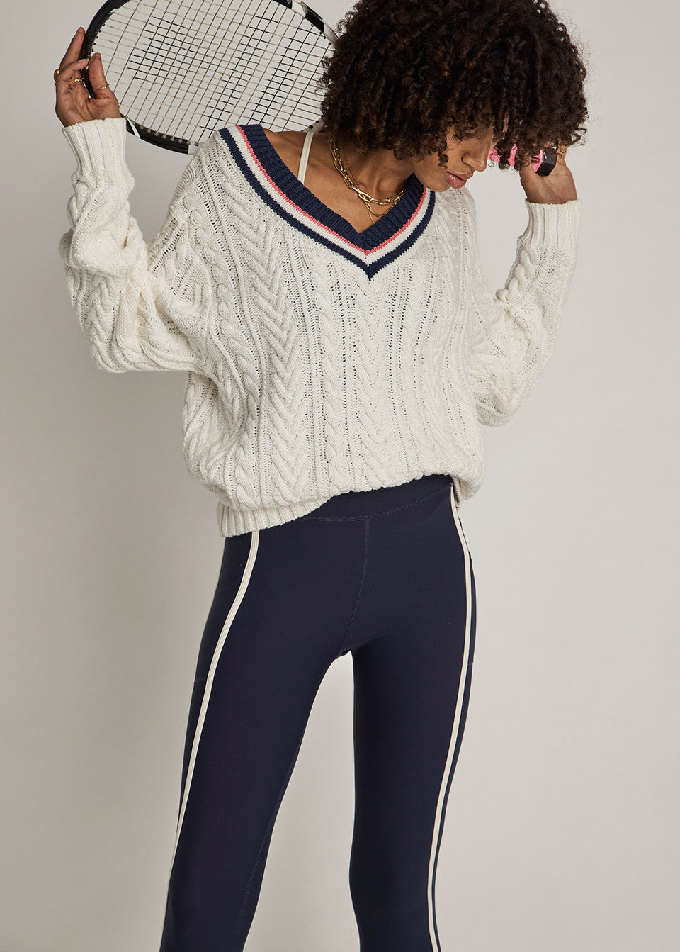 Espada Louie V-Neck Sweater - Creme